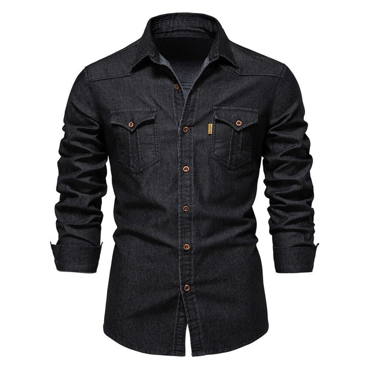 Men's 3/4 Sleeve Denim Shirt with Button Closure