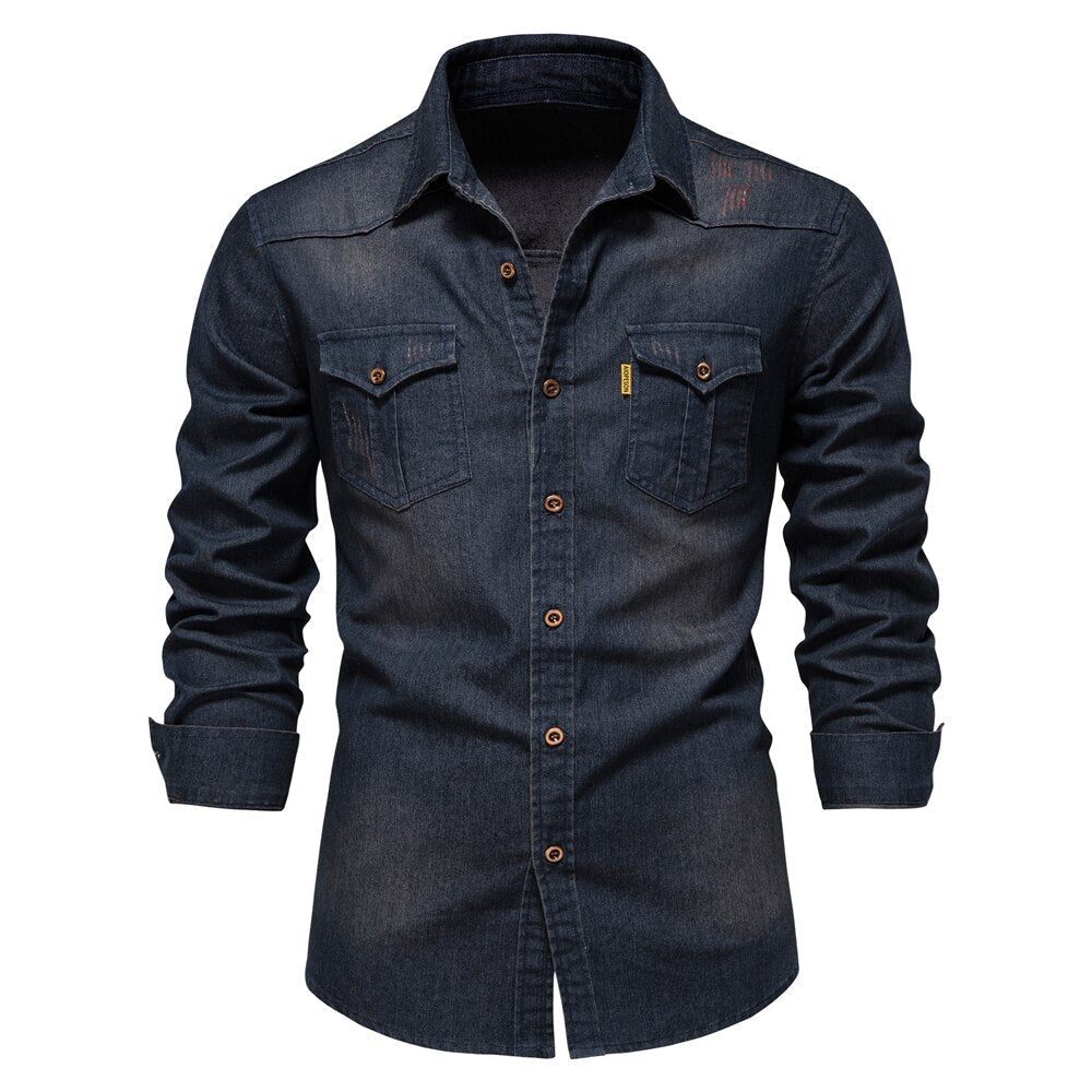 Men's full sleeve denim shirt with button closure