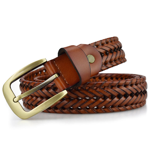 Men’s Saddle Brown Braided Leather Belt