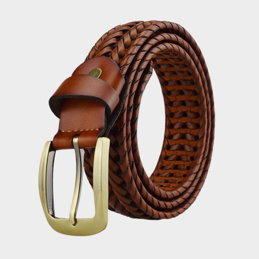 Men’s Saddle Brown Braided Leather Belt