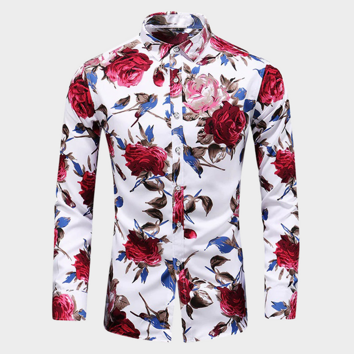 Men’s Floral Print Button-Up Shirt