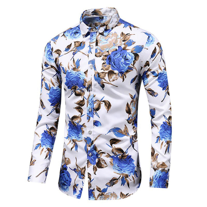 Men’s floral print button-up shirt