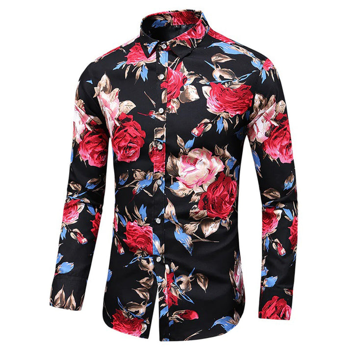 Men’s floral print button-up shirt