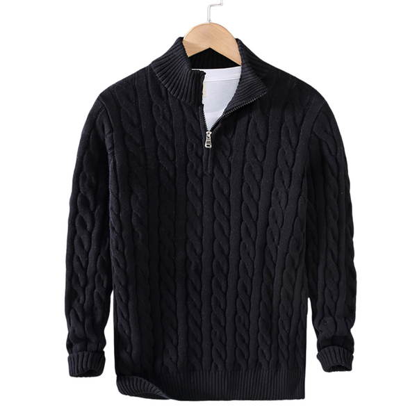 Men's Half Zipper Sweater with High Collar