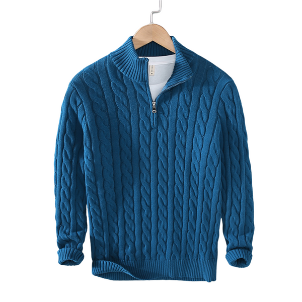 Men's Half Zipper Sweater with High Collar